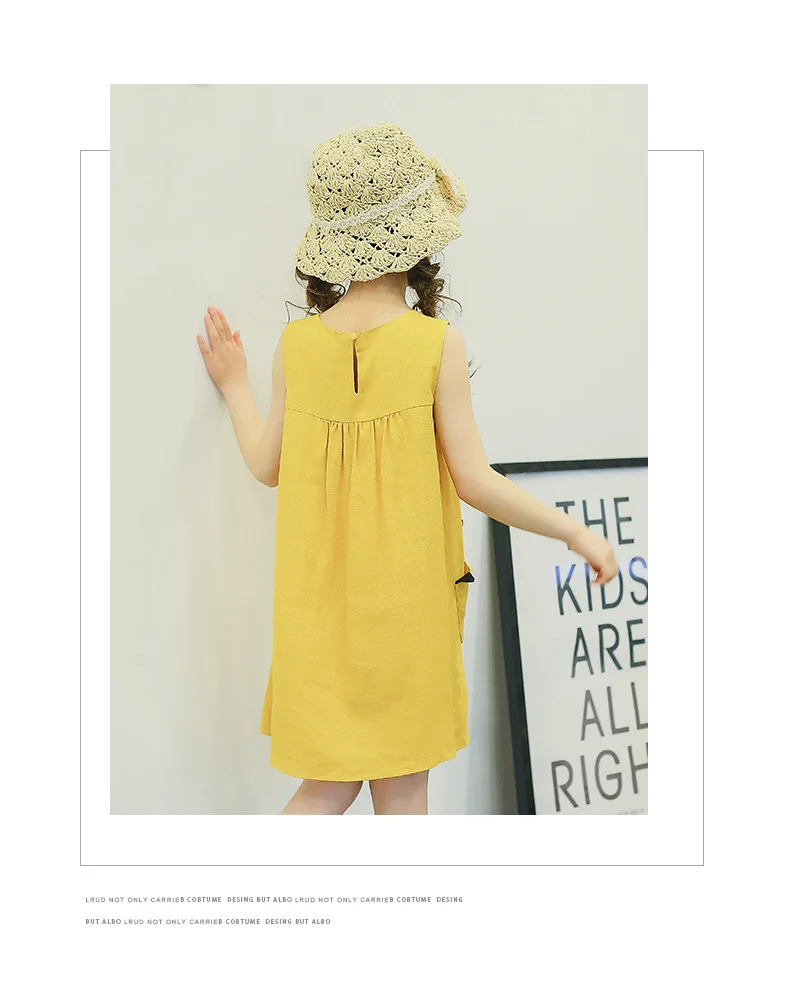Dresses for girls 2018 Summer Girl Dress Up Fashion Cotton flax Princess Sleeveless Cartoon Casual 4 6 8 10 12 Years | Детская одежда и