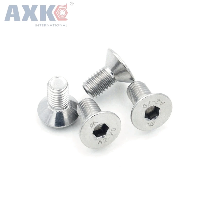 AXK 100 шт./лот M6 x 45 мм DIN7991 sus304 inox Шестигранная плоской потайной головкой винт для