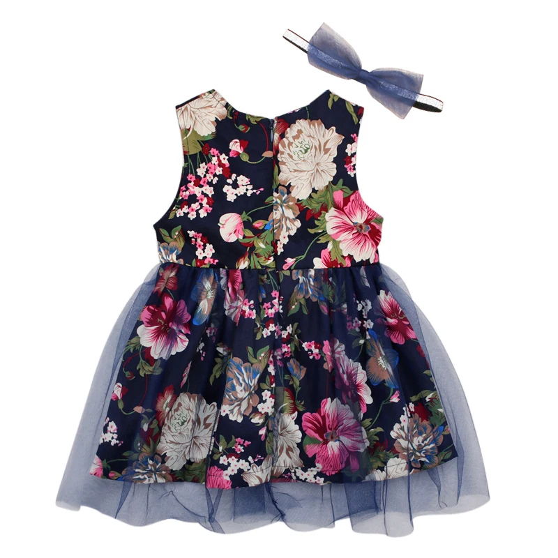Детское платье Rorychen для маленьких девочек Красивое Летнее с цветами без рукавов