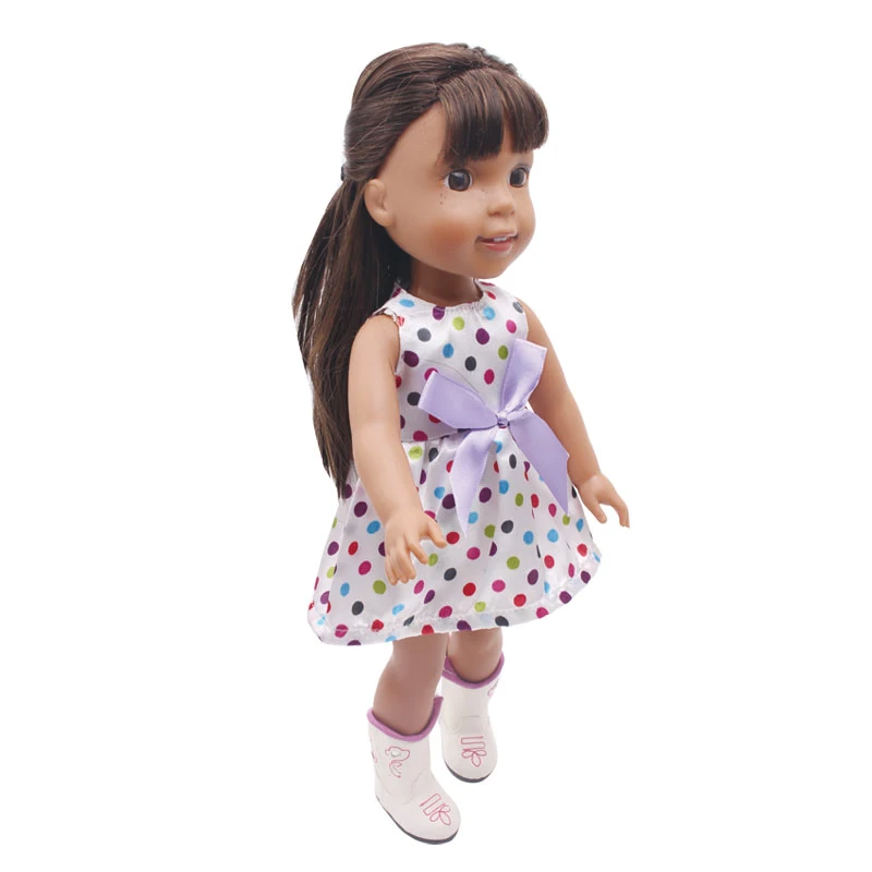 

Doll clothes Coloured polka dot dress toy accessories fit 14.5 inch Girl dolls x2