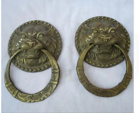 Медный латунный дверной звонок в виде головы тигра китайском стиле 1 пара | Дом и