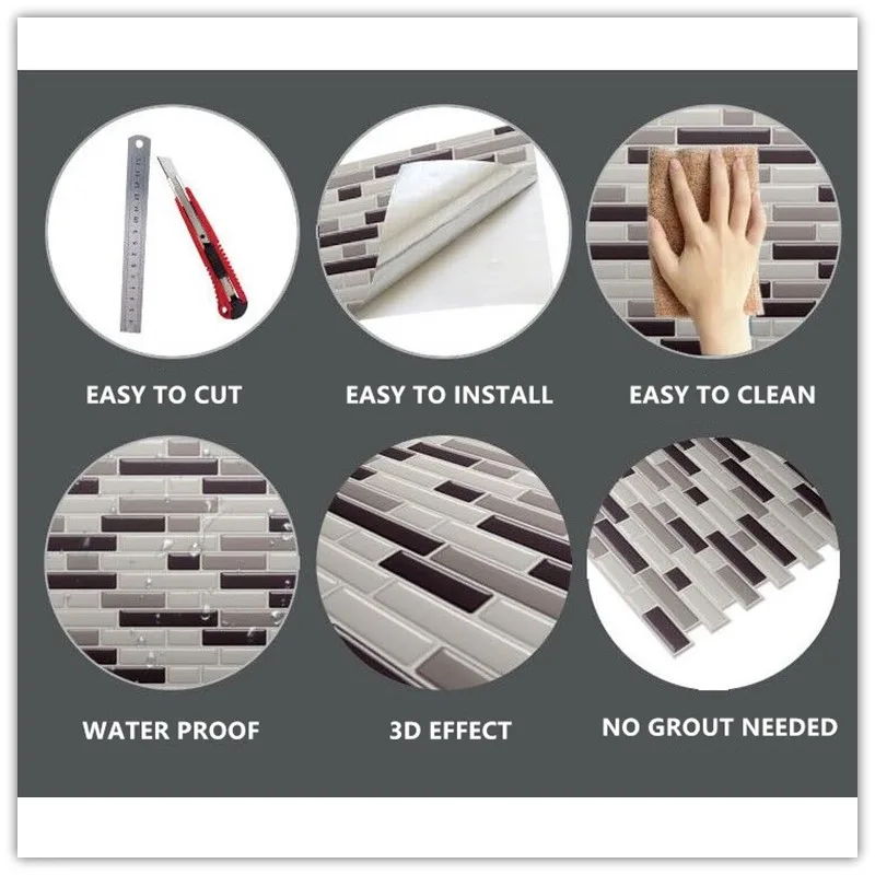Самоклеящаяся мозаичная плитка наклейка на стену DIY Кухня Ванная домашний Декор