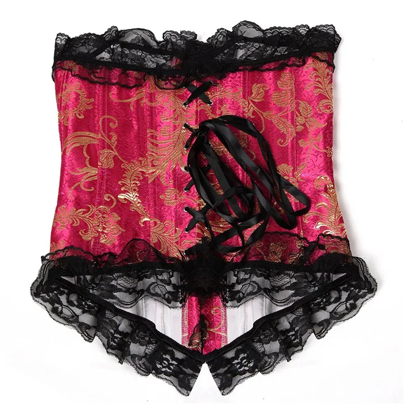 

Sapubonva lace red corset gothic pattern clothing sexy lingerie corset plus size corsets and bustiers vintage corselet overbust
