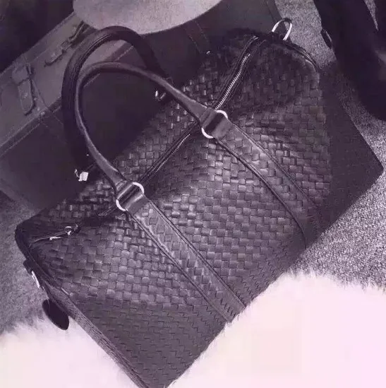 Большая плетеная дорожная сумка kanye west вязаная из натуральной кожи деловые