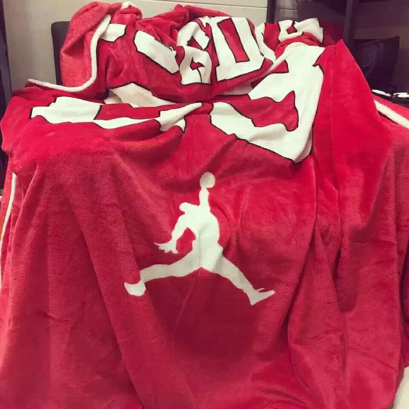 Красный супер мягкий баскетболист Джордан для мальчиков фланелевое одеяло