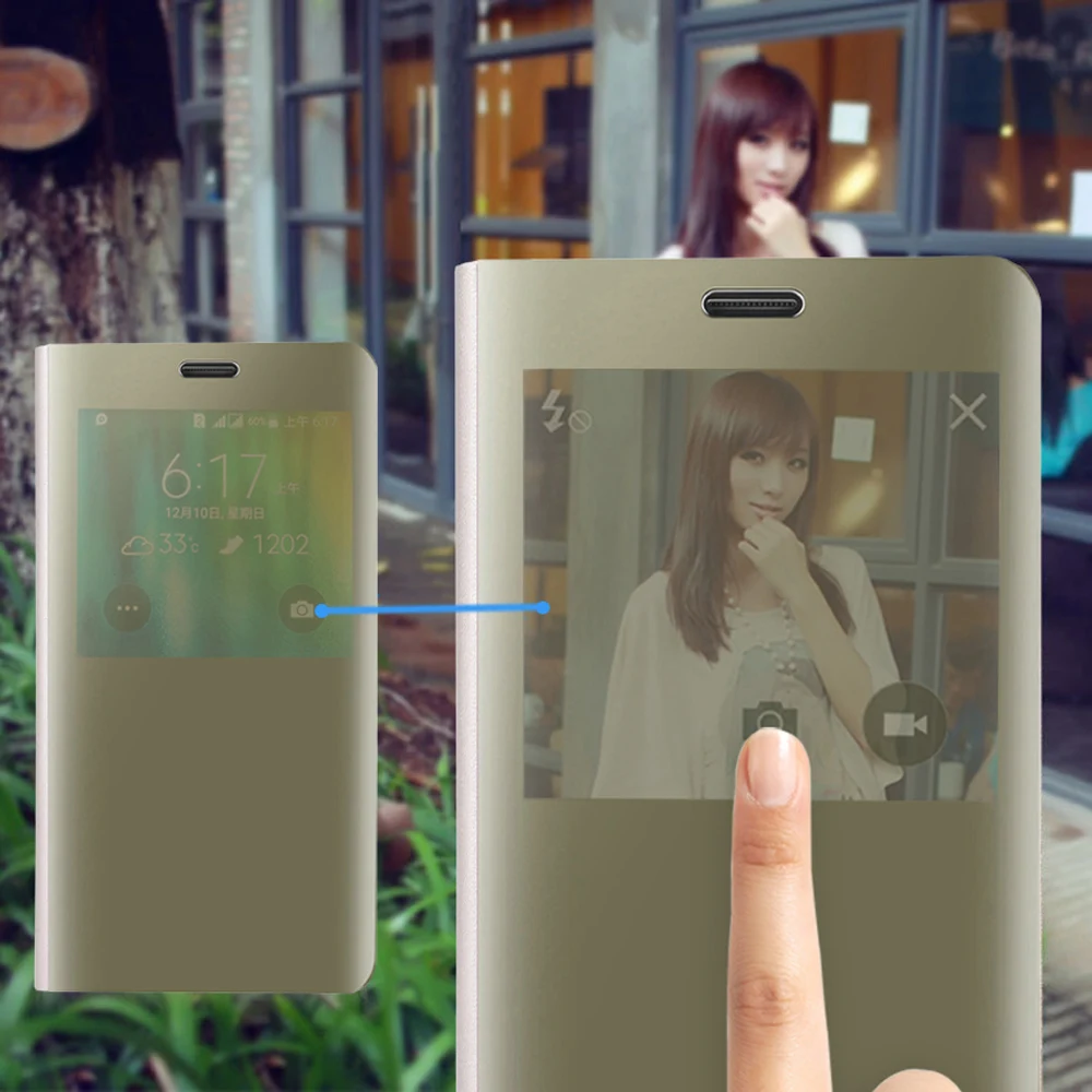 Откидной зеркальный чехол для телефона samsung Galaxy Note 4 Note4 Galaxy Z SM N910 N910F N910C N9100 SM-N910F SM-N910C