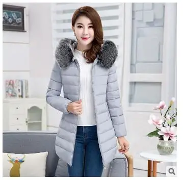 gray 7XL, зимнее пальто для женщин, длинное, с хлопковой подкладкой, пуховики для девушек, с капюшоном, Красного размера плюс, свободные пальто, красочные, с меховым воротником, LZ916 - Цвет: gray