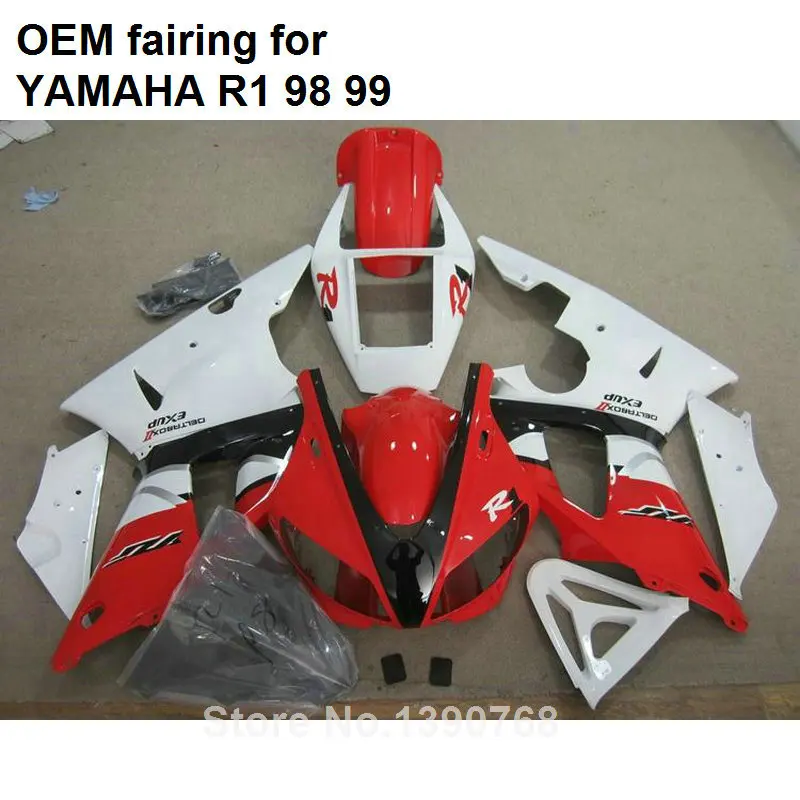 Литьевые Пластиковые обтекатели для Yamaha YZFR1 1998 1999 красный белый комплект