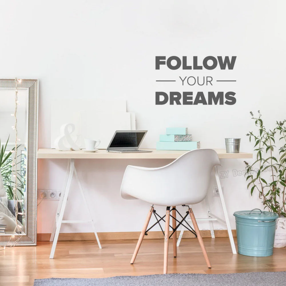 Follow Your Dreams Quotes Wall Stickers Kids Bedroom Home Interior Decor Removable Vinyl Inspiring Decal Quote Office Z751 | Дом и сад