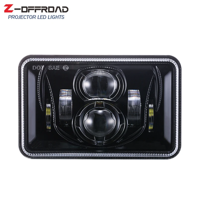 Черный/хром 4x6 дюймов светодиодные фары для грузовиков DOT EMARK 12V 24V герметичные