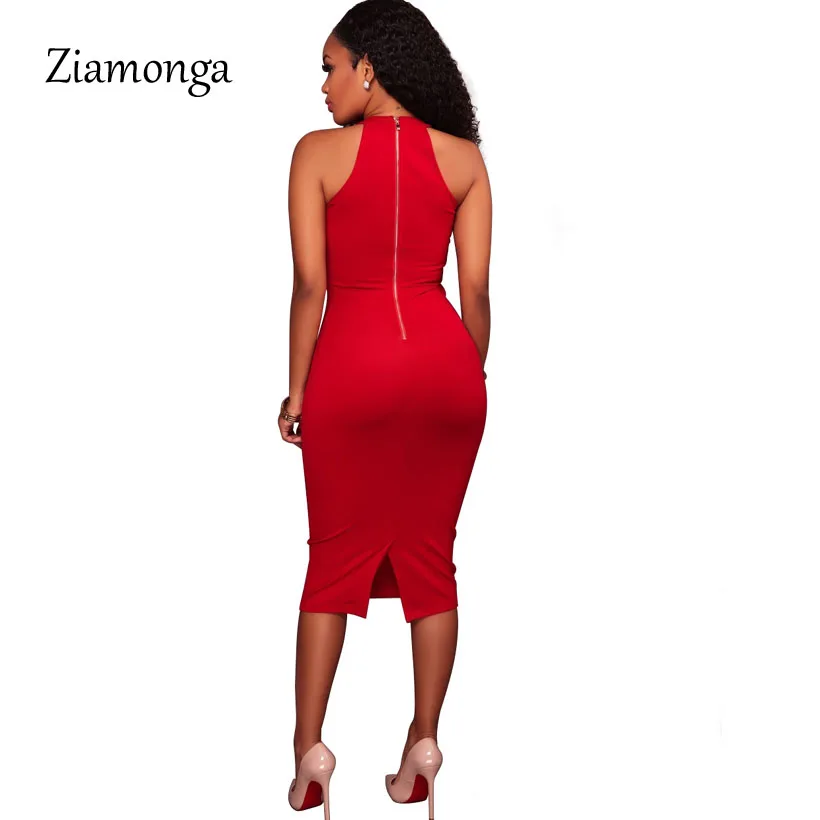 Ziamonga сексуальные женские платья без рукавов для вечеринок, Vestidos De Festa, женские платья средней длины, элегантное облегающее платье