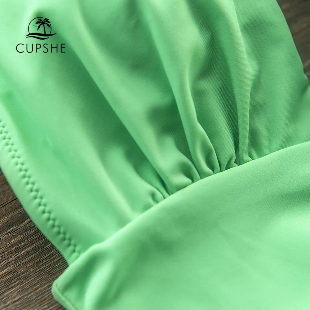 CUPSHE Seafoam зеленый Цельный купальник сексуальный v образный вырез открытая спина