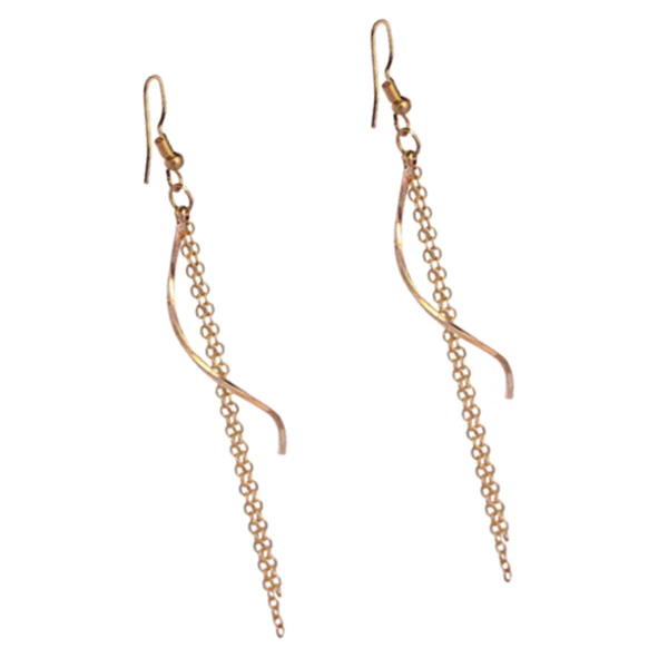 Модные длинные серьги с кисточками и цепочкой минималистичные летние