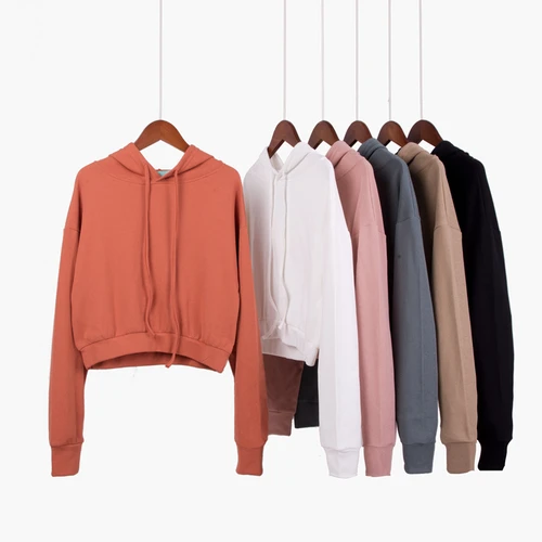 Женская укороченная Толстовка TingYiLi черная белая синяя хаки оранжевая розовая