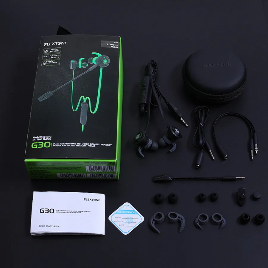 G30 BLACK Plextone G30 Игровые наушники-вкладыши с микрофоном стерео бас наушники для мобильного телефона PS4 компьютера и ноутбука - Цвет: G30 BLACK