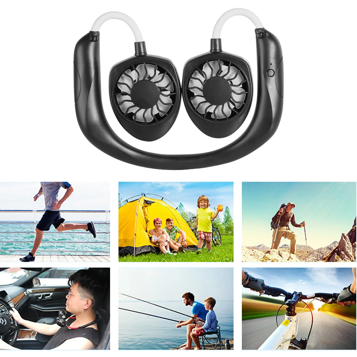 SOONHUA портативный вентилятор с двумя головками 3 скорости ветра Hands Free USB