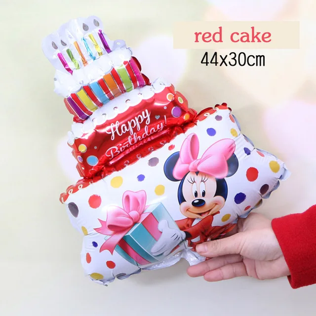 Mini Red 1 шт. 110 см гигантские фольгированные шары с Микки и Минни, большие красные и черные стоячие шары для маленьких мальчиков и девочек, украшения для дня рождения - Цвет: Mini Red