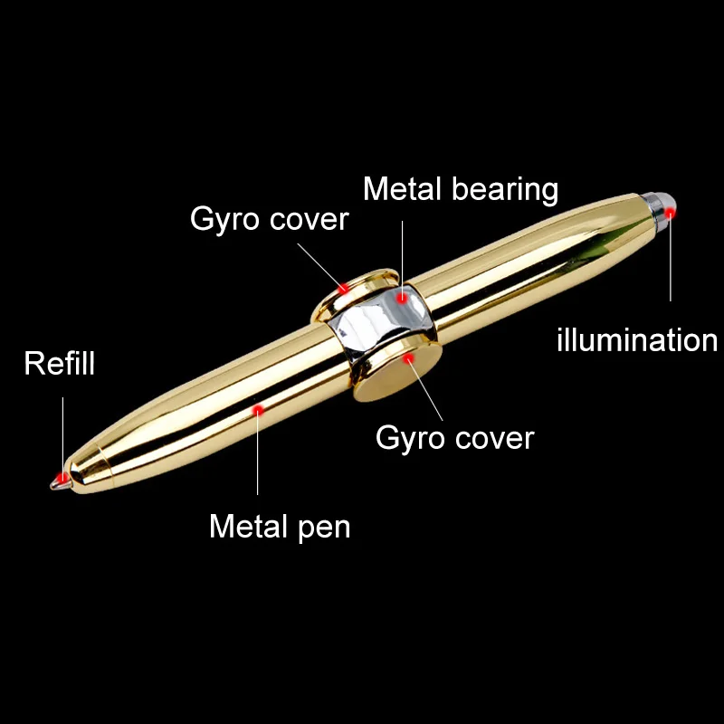 Ручка ручной Спиннер из нержавеющей стали антистресс Светодиодная лампа