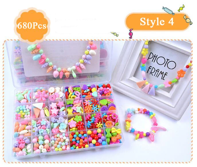Colorful candy Ассорти пластиковых акриловых бусин набор аксессуаров DIY Bracelects игрушки для изготовления ювелирных изделий бисер для детей набор креативных подарков для детей GYH - Цвет: Colorful candy