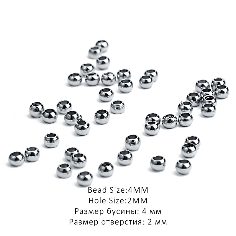 4mmx2mm 50 шт./лот, диаметр 3 мм, 4 мм, 6 мм, 8 мм, 10 мм, круглые Серебристые бусины из нержавеющей стали с большим отверстием, металлические бусины-разделители для изготовления ювелирных изделий своими руками - Цвет: 4mmx2mm
