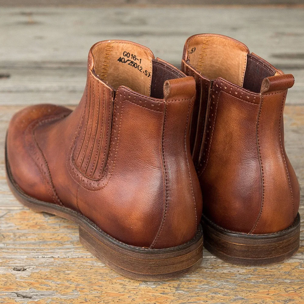 Ботинки Челси в винтажном стиле Мужская обувь из натуральной кожи наивысшего