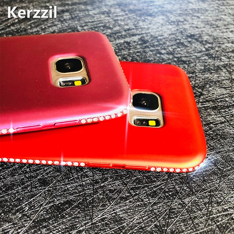 Роскошный силиконовый чехол Kerzzil со стразами для Samsung S8 S7 S9 блестящие мягкие