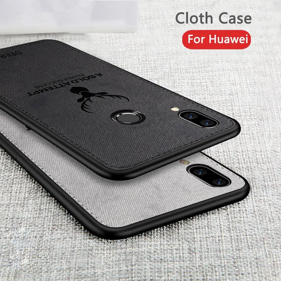 Luxury Retro Deer Cloth Texture Case For Huawei P20 Lite Pro Mate 10 9 Slim Soft TPU Leather Cover for Nova 3 3i 3e |