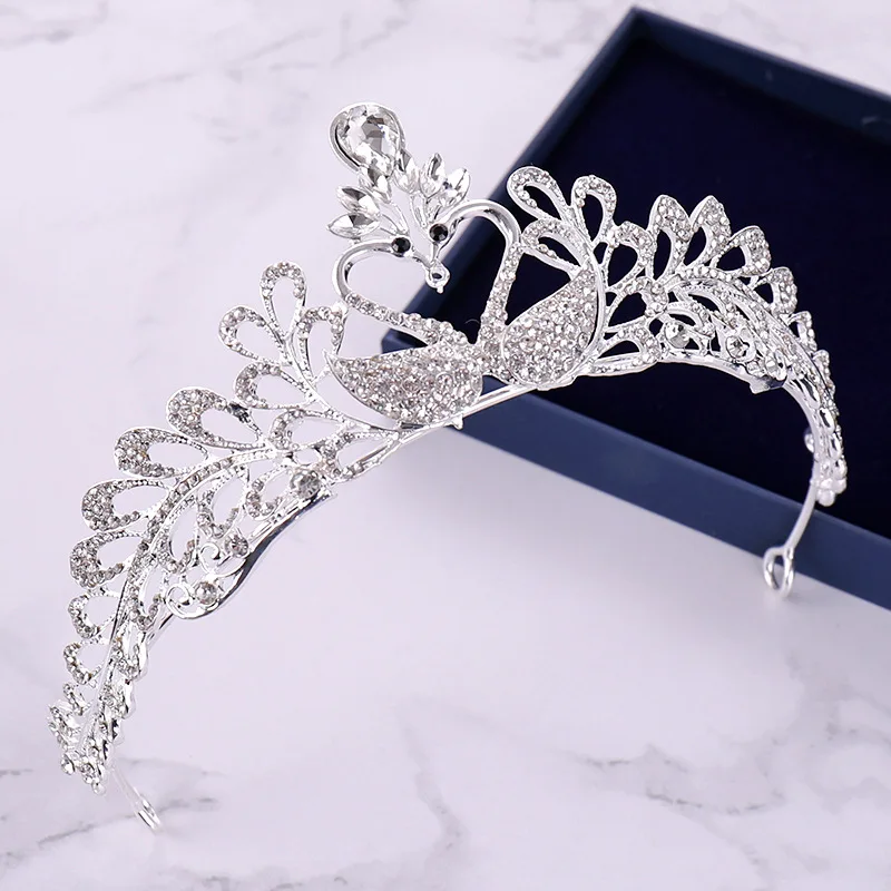 Rhinestone Princess Crown Pearl Wedding Tiaras Swan Jewelry For Kids' Ballet Performances Fashion Accessories