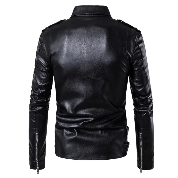DQIYU бутик панк кожаная куртка мужские пальто молнии Slim Fit мотоциклетная кожаная куртка английский дизайн байкерская куртка мужская 5XL