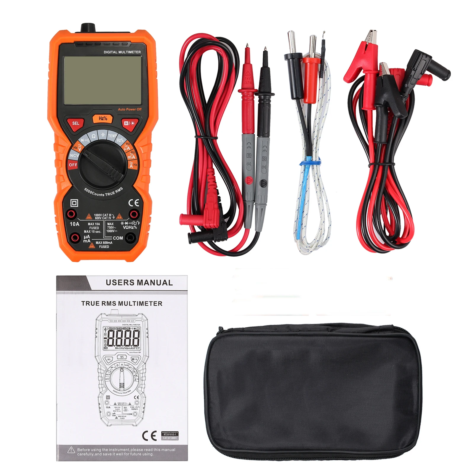 Neoteck True RMS Digital Multimeter Auto Range AC/DC voltage current NCV Tester with Backlight 6000 Counts | Инструменты
