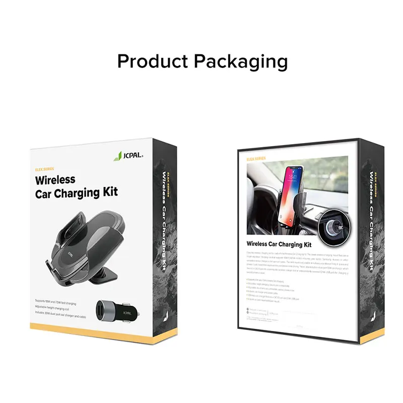

JCPAL Wireless Car Charging Kit with Double Port 30W Car Charger QC3.0 10W/7.5W Wireless Charging and Secure Mount 53632