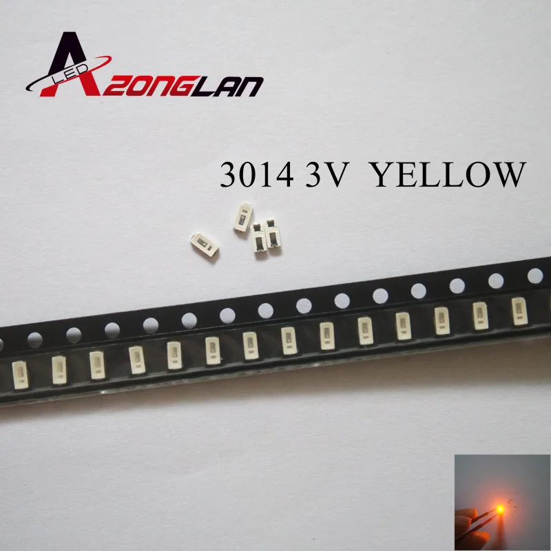 100 шт 3014 SMD LED чип желтый ультра яркий 0 1 W 6 8LM 30mA 3V поверхностного монтажа