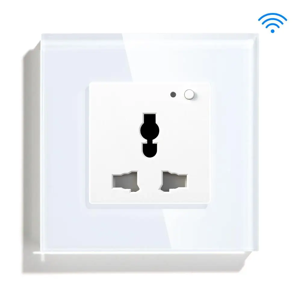 White Wall Socket BSEED, Wifi, многофункциональная розетка, настенная розетка, умная розетка, черный, белый цвет, глоден, кристалл, панель, 13А, розетка для умного дома - Тип: White Wall Socket