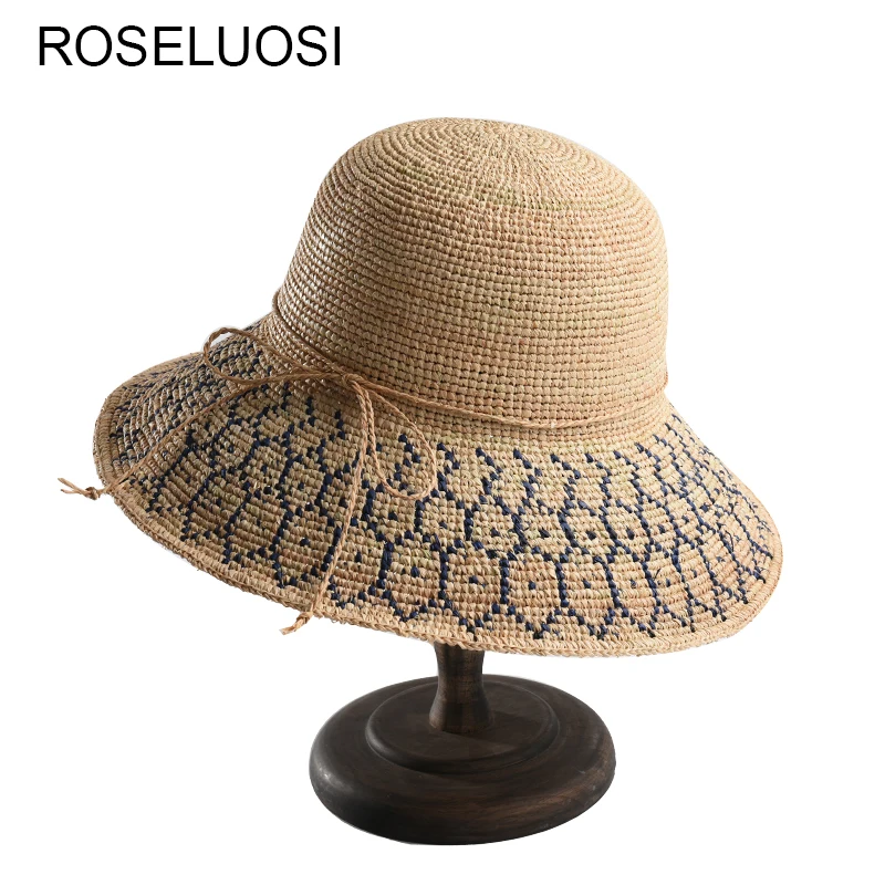 ROSELUOSI 2019 весенне летние соломенные из пальмового волокна шляпа женская летняя
