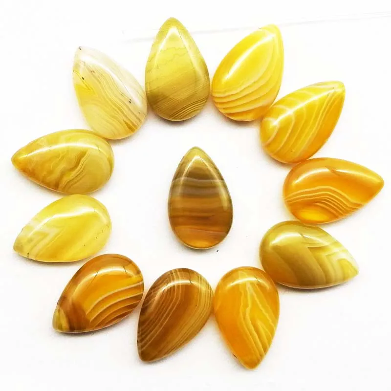 12pcs Natural yellow onyx agates teardrop pendant bead 22x14x6mm yl31305