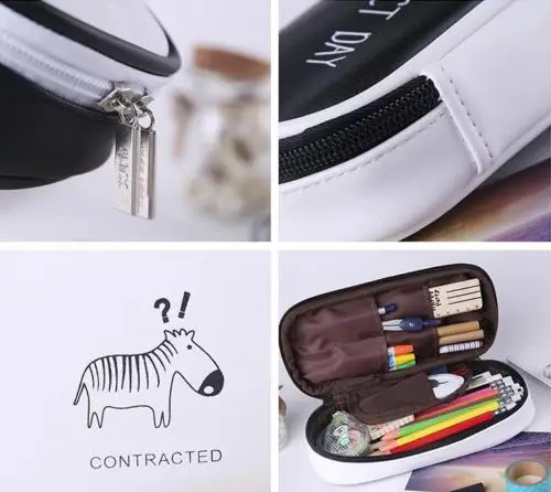 Корейский пенал для мальчиков и девочек сумка школы поставок черный белый зебры