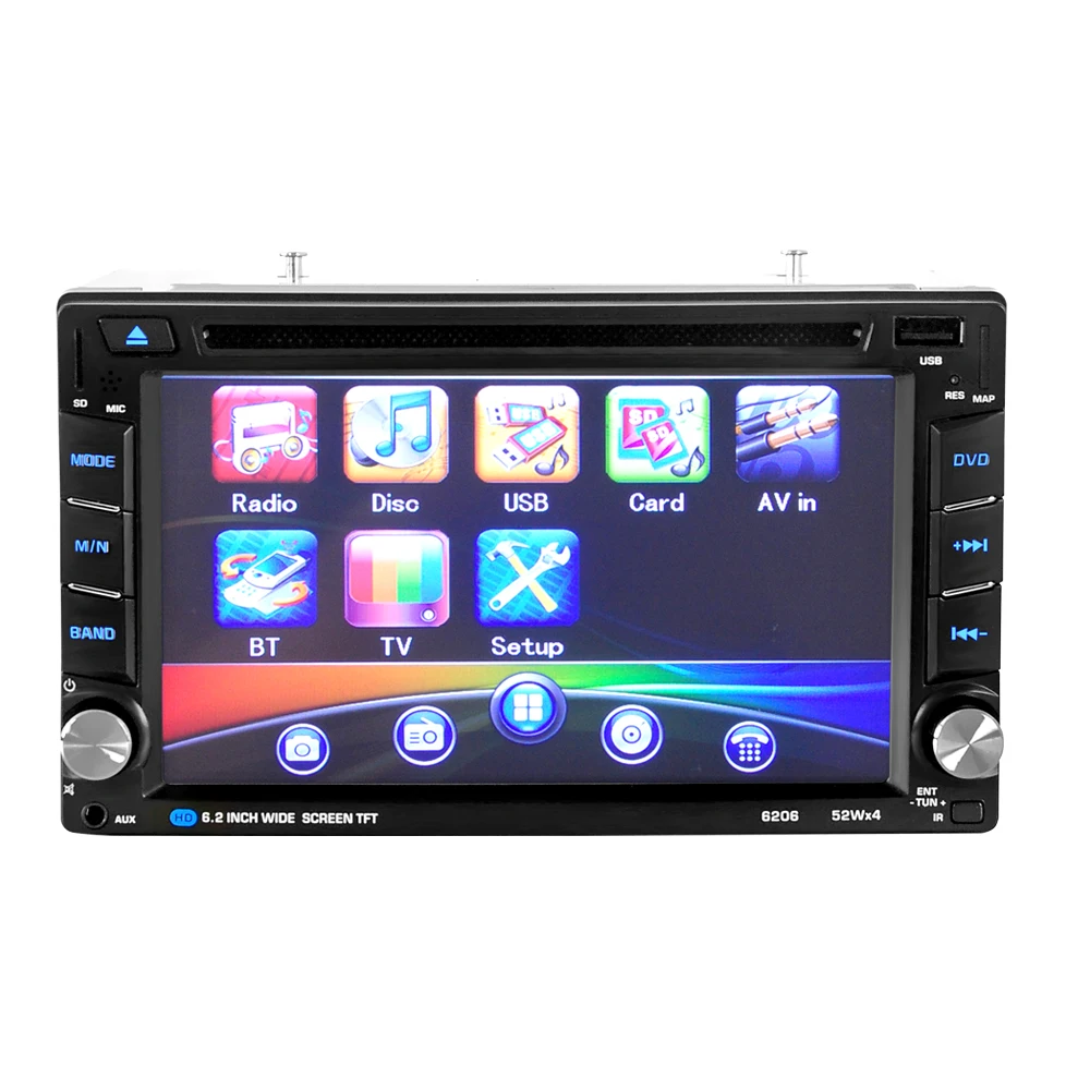 Универсальный 6.2 дюймов 2din Авто Радио Bluetooth Сенсорный dvd-плеер стерео MP3/MP5 AUX FM
