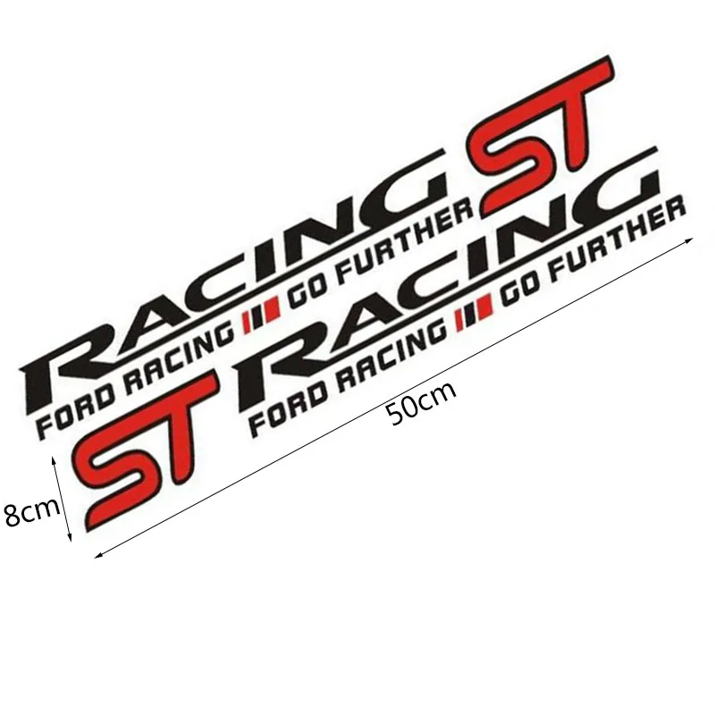 black 1Pair 50x8CM ST RACING MOTOR SPORT GO FURTHER Car Stickers Door Sticker for FORD FOCUS 2 Focus 3 Mondeo Fiesta Kuga MK2 MK3 MK4 - Название цвета: black