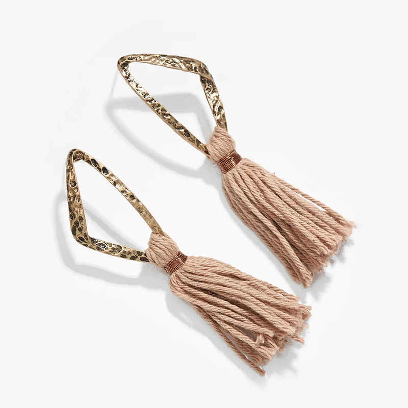 Ручная работа 2 Цвет хлопок кисточкой серьги для женщин в винтажном стиле