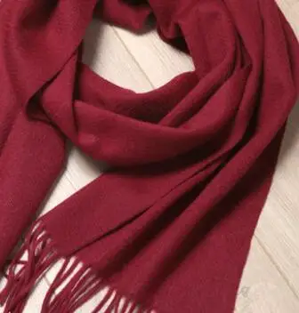 wine red Роскошный бренд, Одноцветный темпераментный Женский кашемировый шарф, длинная модная шаль, зимний теплый осенний женский шарф - Цвет: wine red