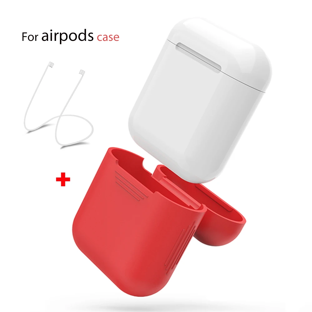 

For Apple Airpods Air Pods Silicone Red Case Protective Cover Pouch Anti Lost Protector Elegant Sleeve Fundas Accessories