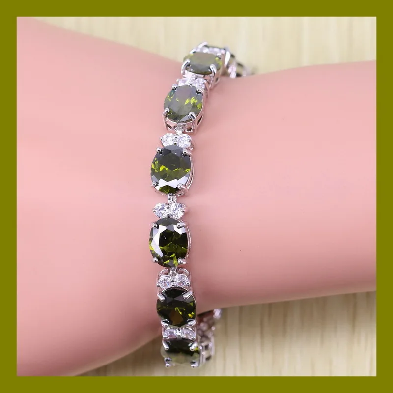 Зеленые ювелирные изделия из перидота браслет для женщин Сказочный Кристалл