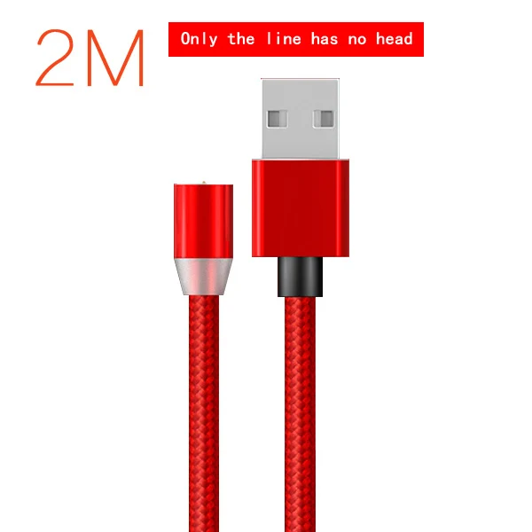 No plug only cable CBAOOO 360 светодиодный магнитный Micro USB кабель type-C зарядный кабель для iPhone XR XS MAX X 8 7 6 Plus Магнитный зарядный провод для мобильного телефона - Цвет: No plug only cable