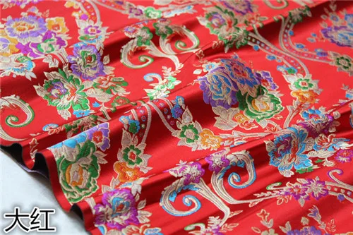 red base CF559 1 ярд 5 цветов китайская Цветочная парча жаккард Cheongsam шелковая парча ткань для женского платья ткань для китайской свадьбы - Цвет: red base