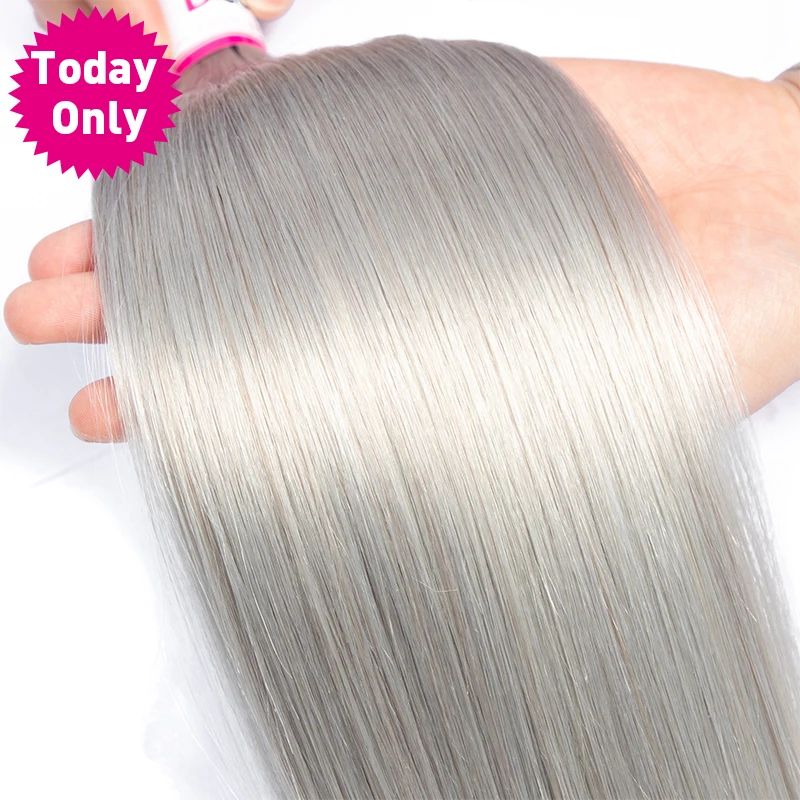 Сегодня только 3 пряди бразильские волосы волнистые серебристо серые прямые