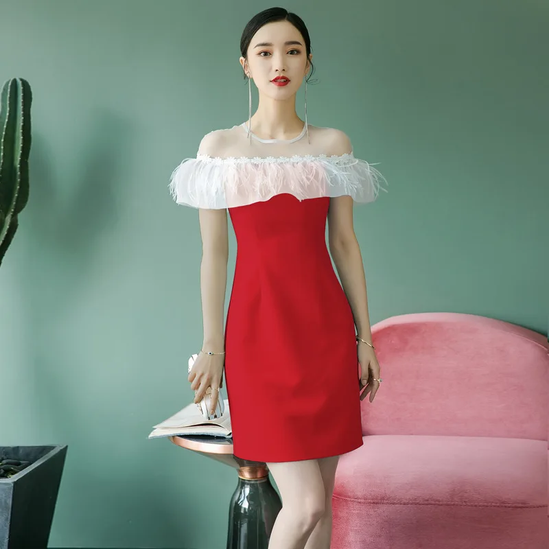 Beauty Emily Boat Neck Evening Dresses Lace Elegant Tassel Sleeveless Short Open Back Formal Gowns For Wedding Party | Свадьбы и