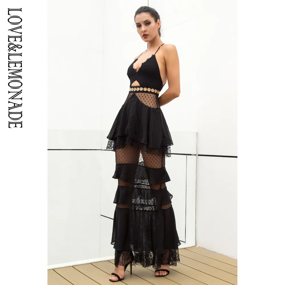 Love& Lemonade многослойное длинное платье с оборками, шифон, кружево, 3 цвета, LM0926