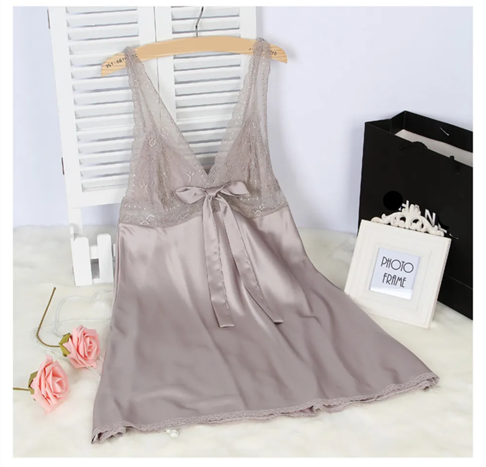 Новое Женское кружевное Сетчатое атласное белье одежда для сна халат женский