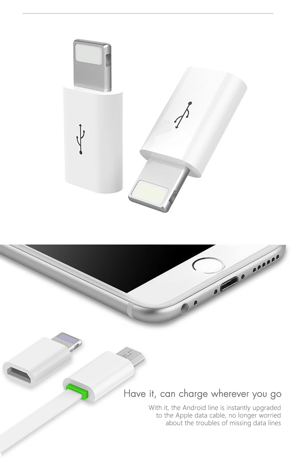 ACCEZZ 3 шт. USB OTG адаптер Micro USB Женский 8-контактный разъем для iPhone 6 7 X Plus XS XR Быстрая Зарядка разъем для передачи данных для samsung