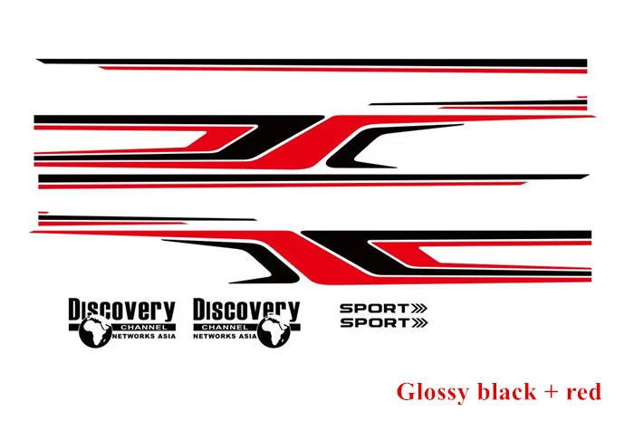 glossy black - red Автомобильные наклейки карта мира Дискавери Спорт Виниловая наклейка для Тойота Прадо Land Cruiser Waistlines полосы Авто кузова двери боковые наклейки - Название цвета: glossy black - red